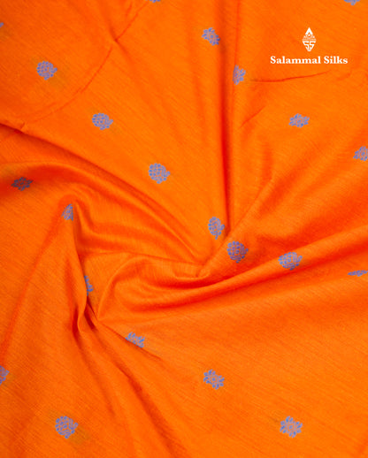 Mango Yellow Kalyani Cotton Saree With Contrast Dual Tone Violet Blouse