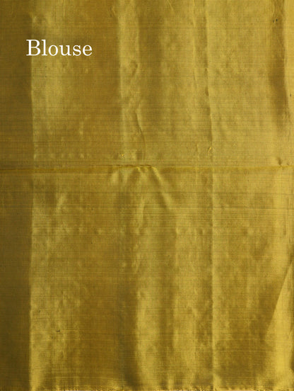 Kanjivaram Beautiful Green Pure Soft Silk Saree With Contrast Fancy Mustard Yellow Border