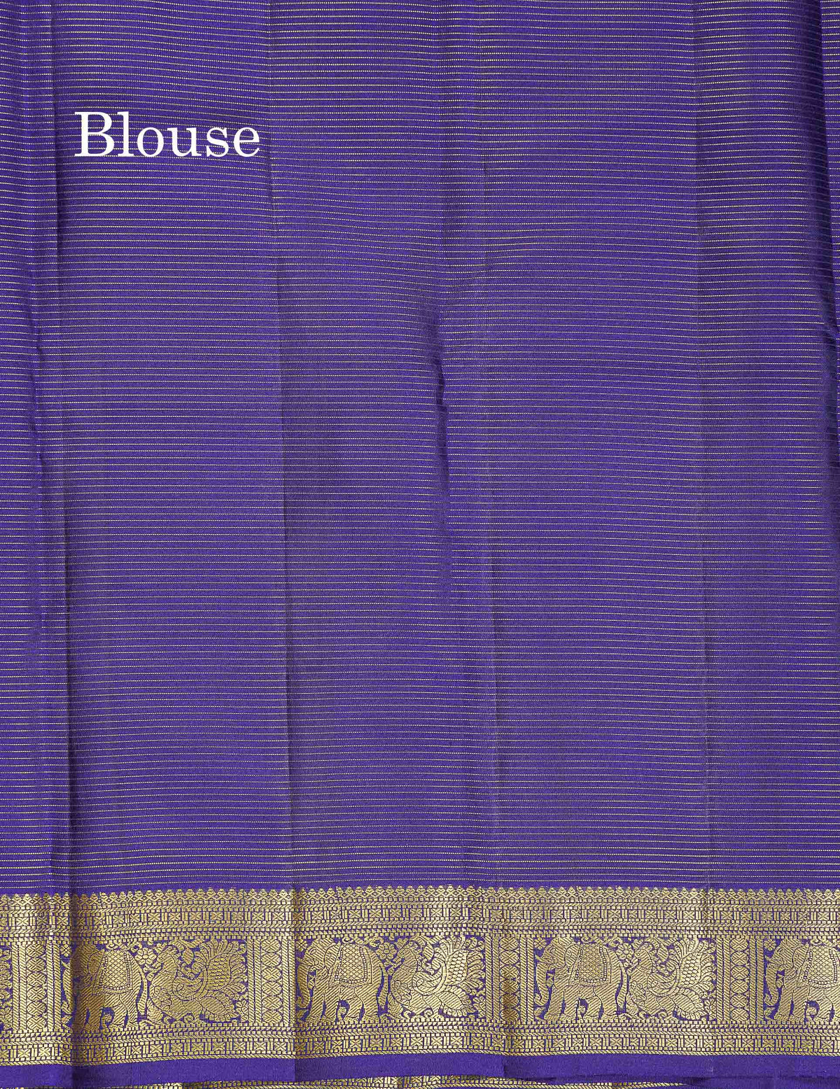 Pure Kanjivaram Silk Saree - Navy Blue Colour Body Vaira Oosi Lines With Butta & Traditional Small Border