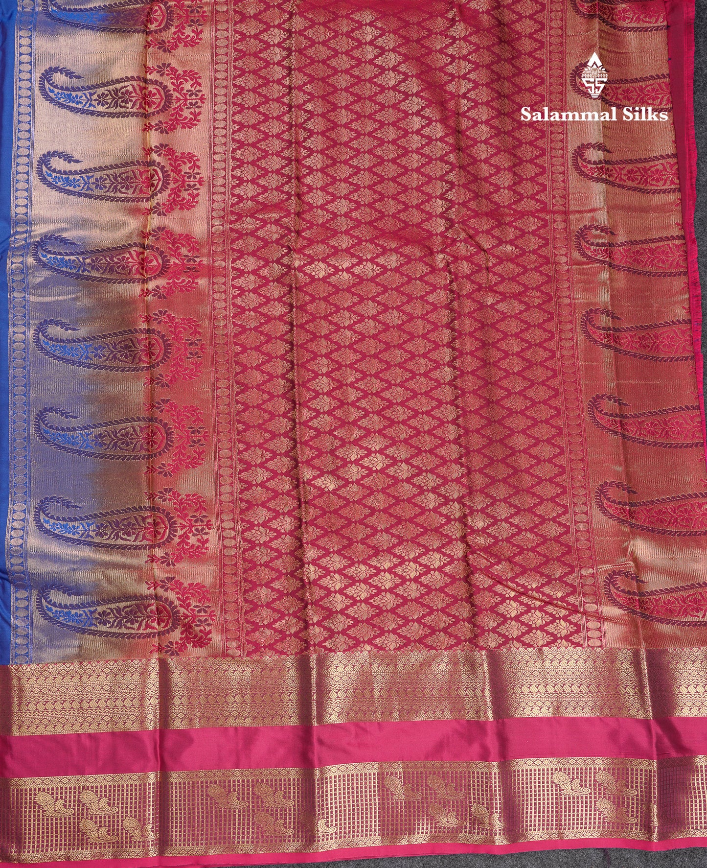 Beautiful Blue Semi Silk Saree With Contrast Dual Tone Maroon Traditional Evening Morning Border