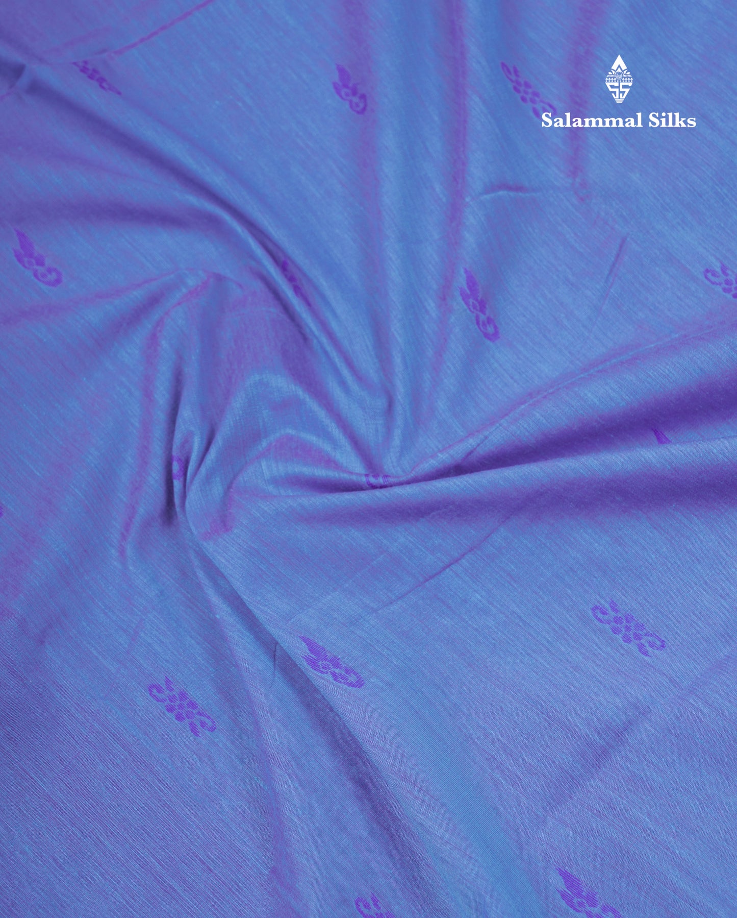 Dual Tone Blue Kalyani Cotton Saree With Contrast Purple Blouse