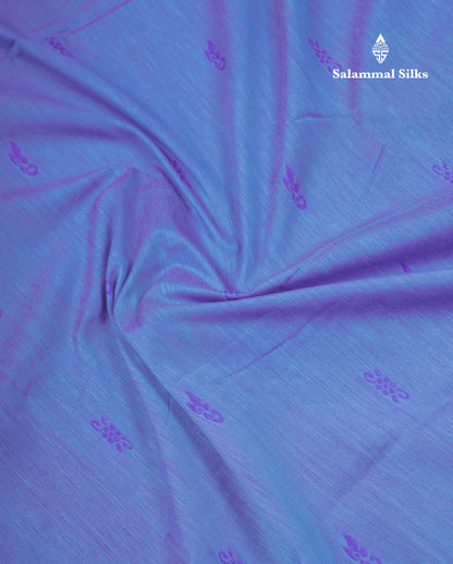Dual Tone Blue Kalyani Cotton Saree With Contrast Purple Blouse