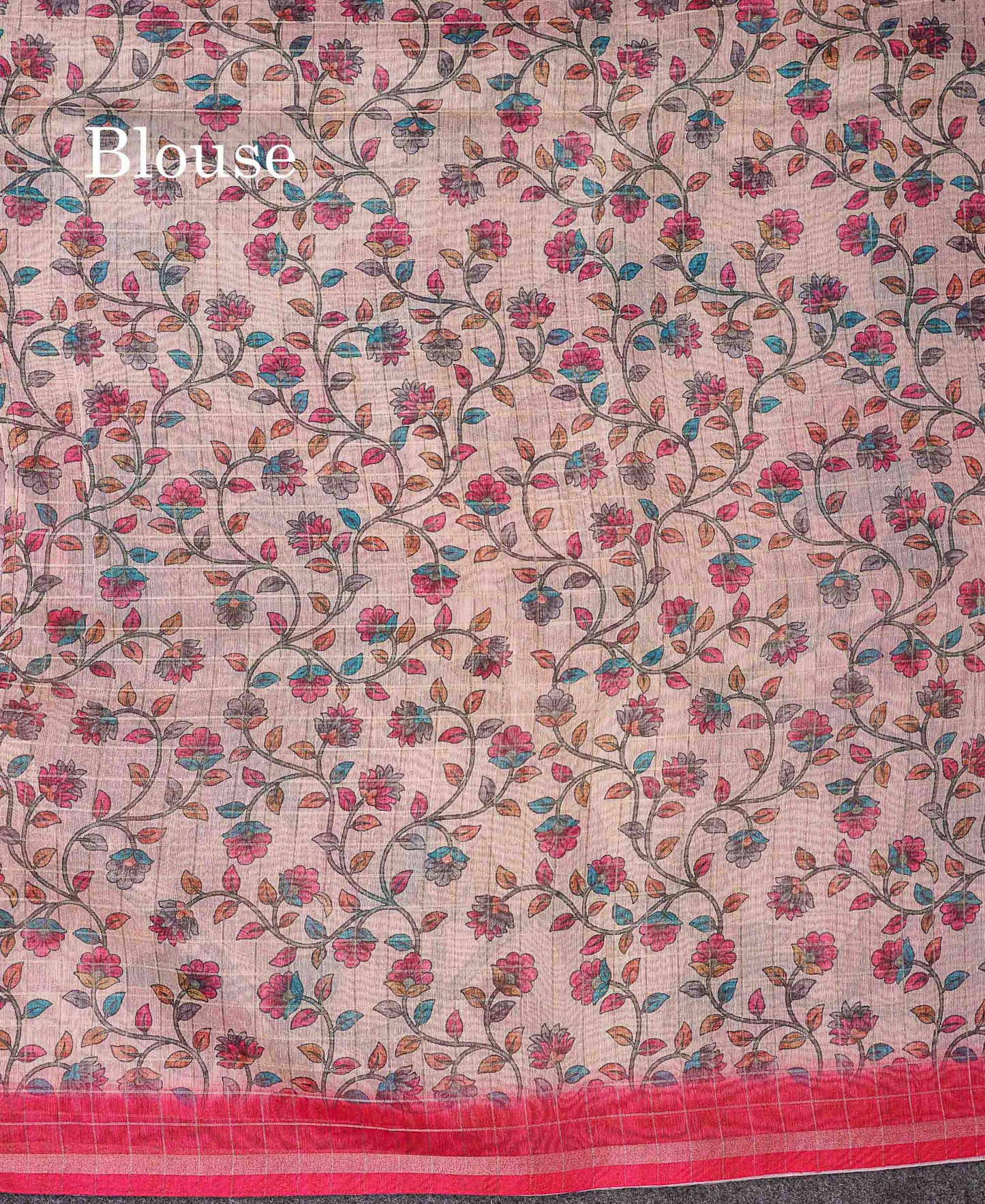 Beautiful Multicolour Checks Fancy Cotton Mix Saree With Contrast Kalamkari Blouse
