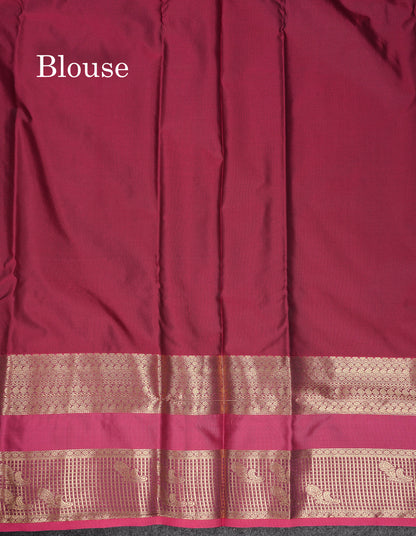 Beautiful Blue Semi Silk Saree With Contrast Dual Tone Maroon Traditional Evening Morning Border