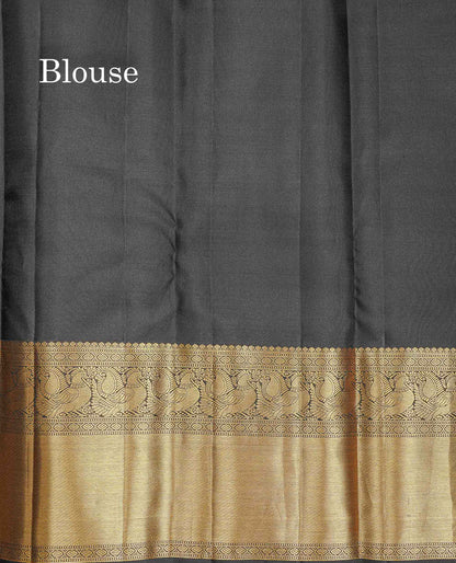 Pure Kanjivaram Silk Saree - Rust Orange Colour Body With Contrast Black Long Border