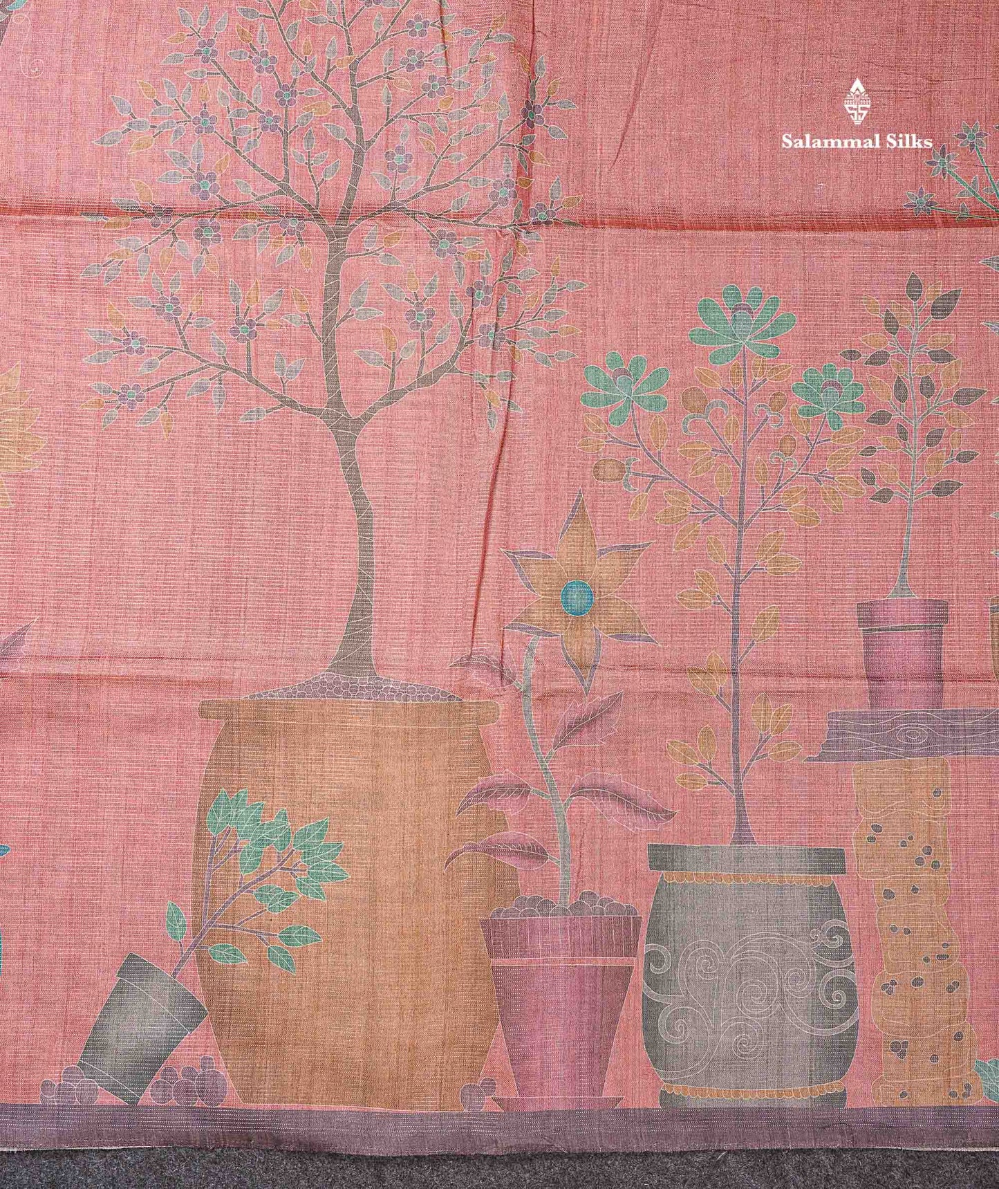 Beautiful Peach Vaira Oosi Lines Fancy Semi Tussar Saree With Contrast Pastel Violet Blouse