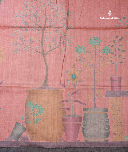 Beautiful Peach Vaira Oosi Lines Fancy Semi Tussar Saree With Contrast Pastel Violet Blouse