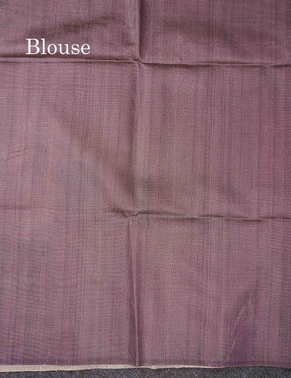 Beautiful Peach Vaira Oosi Lines Fancy Semi Tussar Saree With Contrast Pastel Violet Blouse