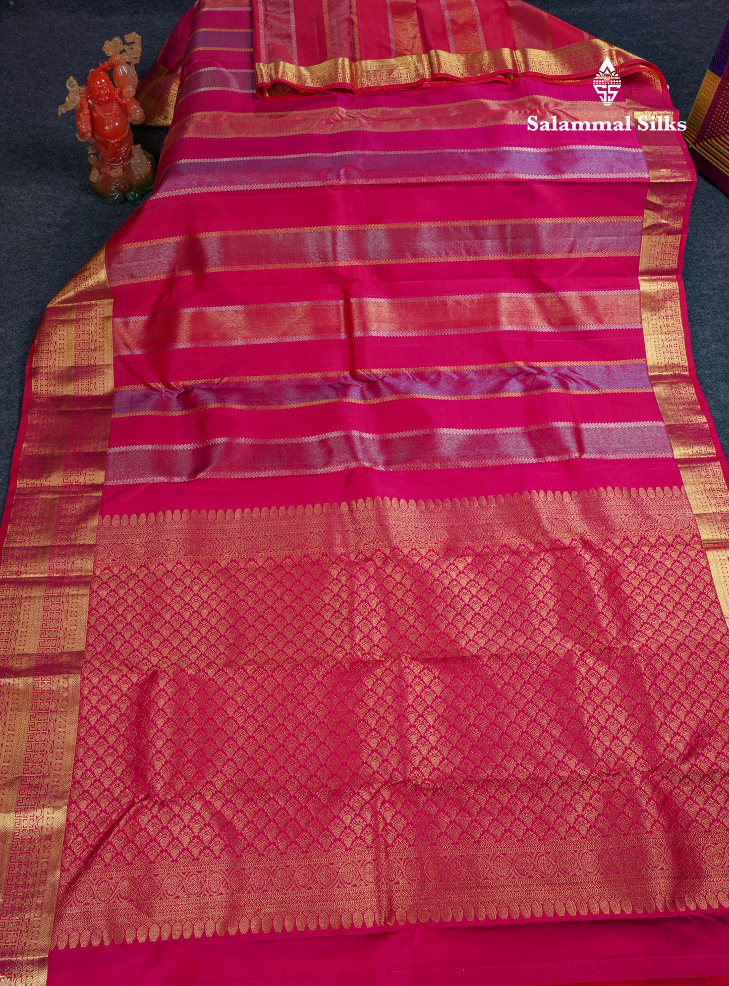 Beautiful Dual Tone Rani Pink Fancy Pure Kanjivaram Silk Saree With Traditional Border