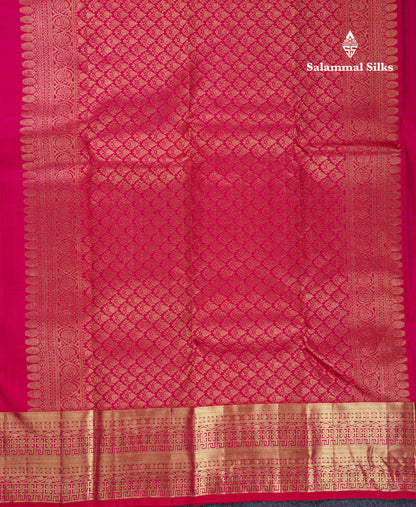 Beautiful Dual Tone Rani Pink Fancy Pure Kanjivaram Silk Saree With Traditional Border