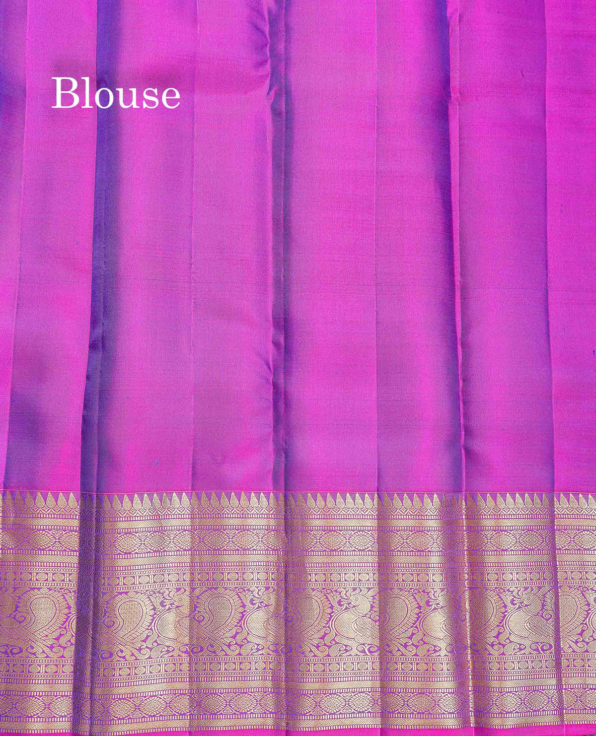 Pure Kanjivaram Silk Saree - Peacock Blue Colour Body With Butta & Contrast Vadamalli Long Border