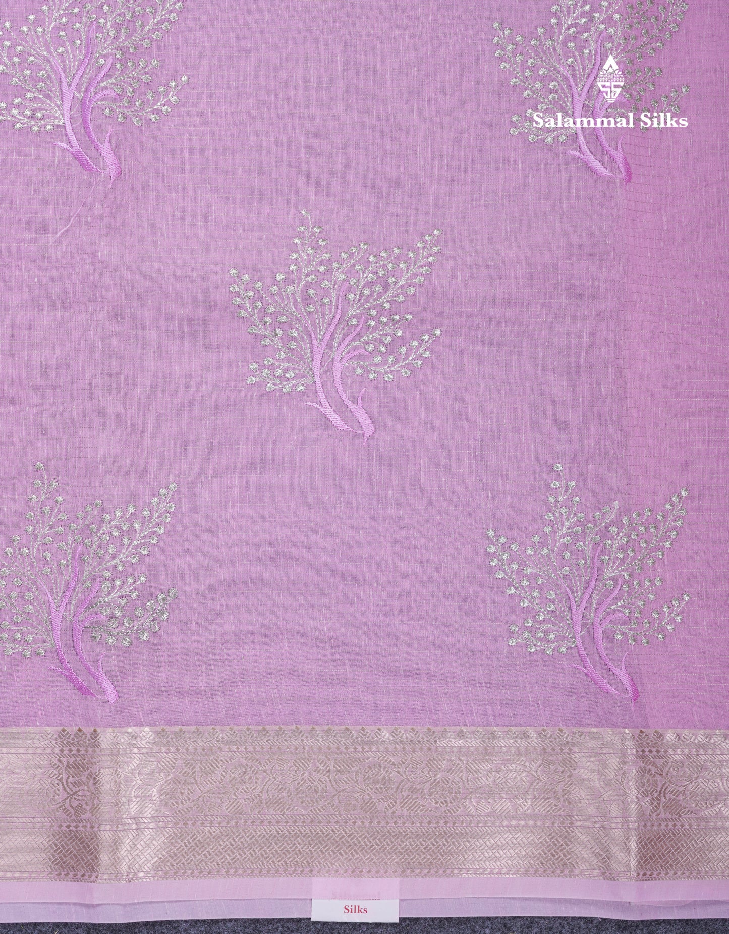 Beautiful Sapphire Green Embroidery Work Mixed Cotton Saree With Small Border