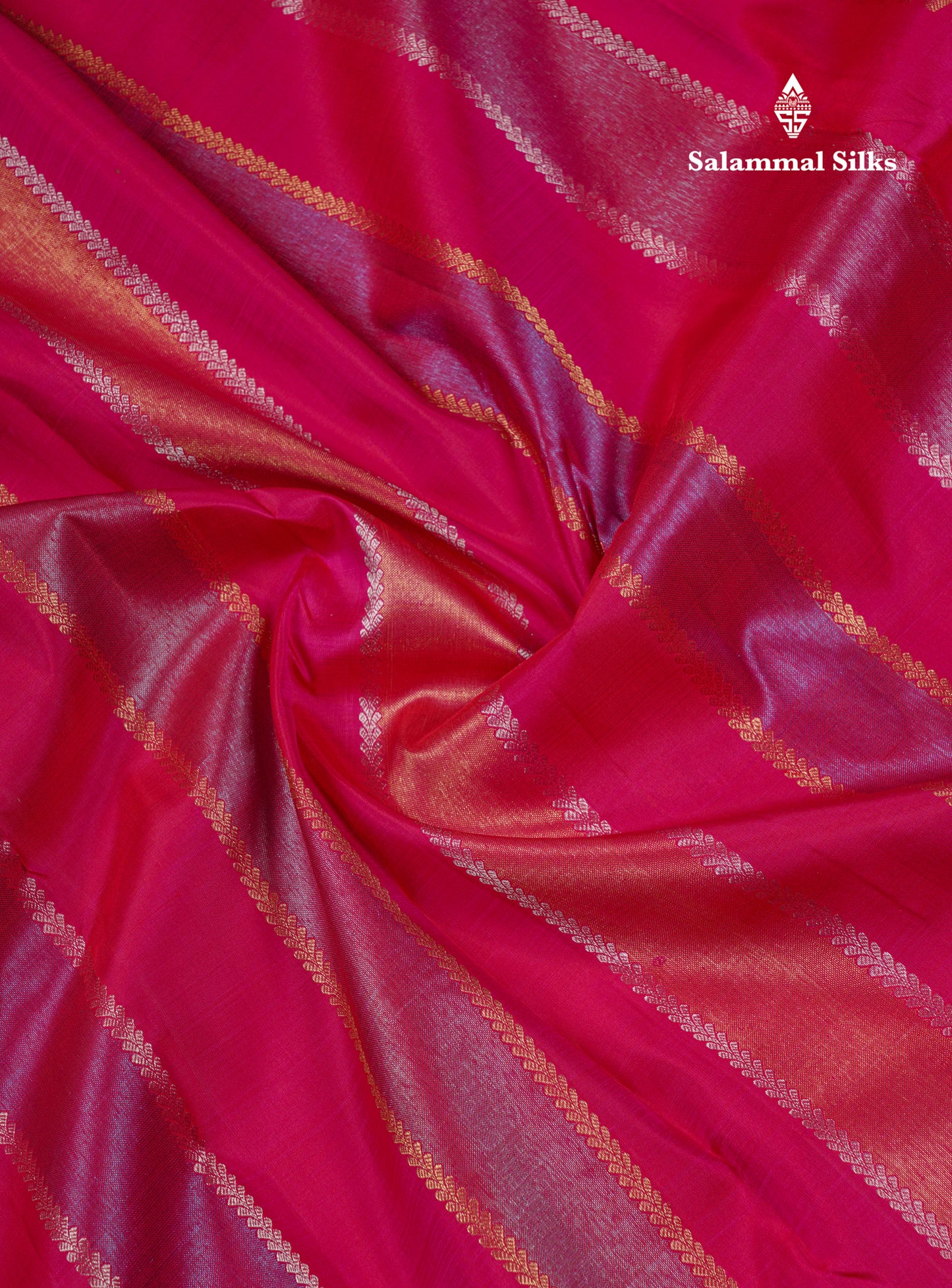 Beautiful Dual Tone Rani Pink Fancy Pure Kanjivaram Silk Saree With Traditional Border