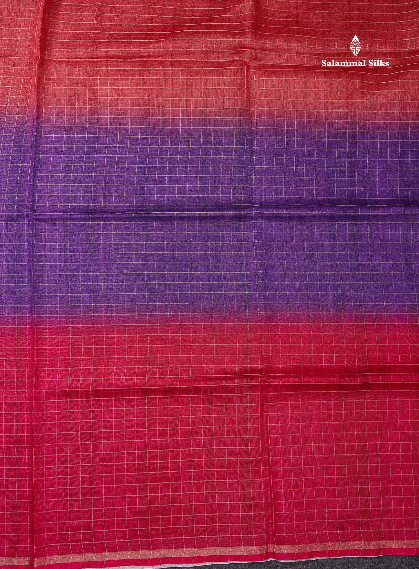 Multicolour Fancy Body Checks Cotton Mix Saree With Floral Kalamkari Blouse