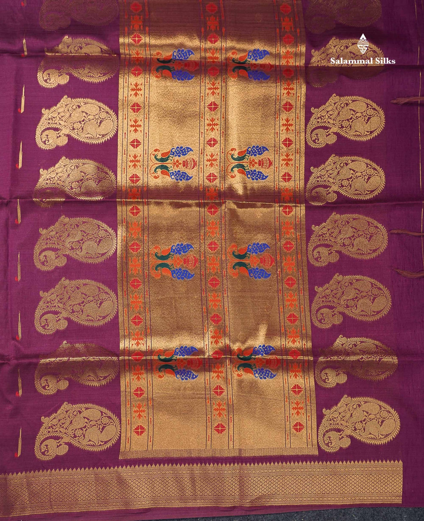 Beautiful Magenta Menakari Work With Zari Butta Konkan Semi Silk Saree With Traditional Border