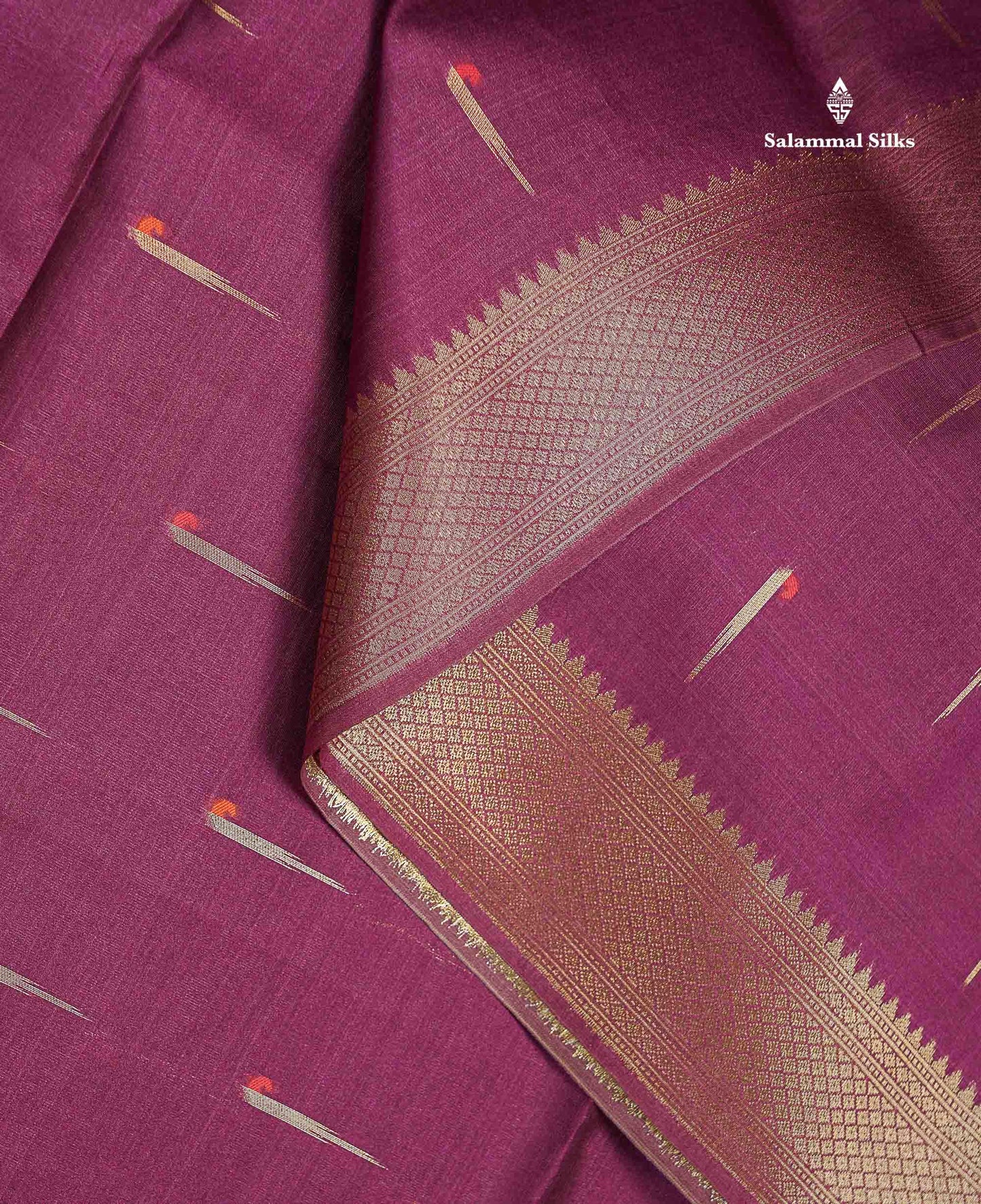 Beautiful Magenta Menakari Work With Zari Butta Konkan Semi Silk Saree With Traditional Border