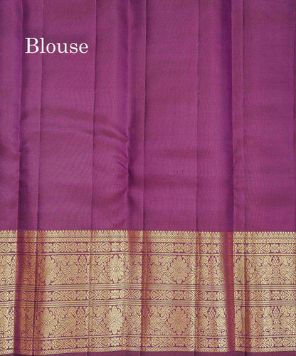 Pure Kanjivaram Silk Saree - Magenta Colour Body Checks With Butta & Traditional Border