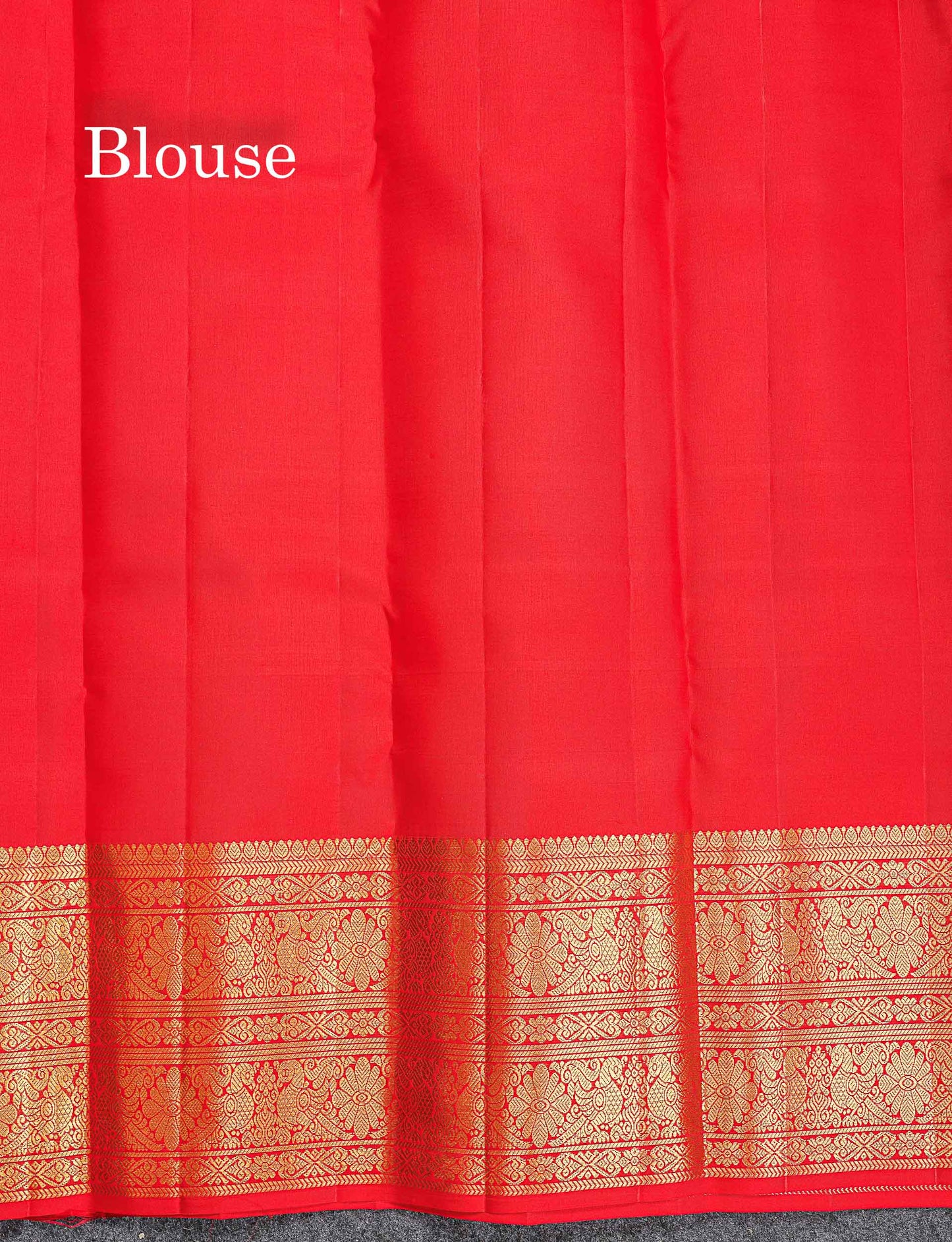 Pure Kanjivaram Silk Saree - Chilly Red Colour Body Checks With Butta & Traditional Long Border