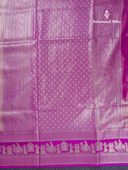 Beautiful Baby Pink Tissue Silk Mix Saree With Contrast Vadamalli Traditional Pallaku Evening Morning Border