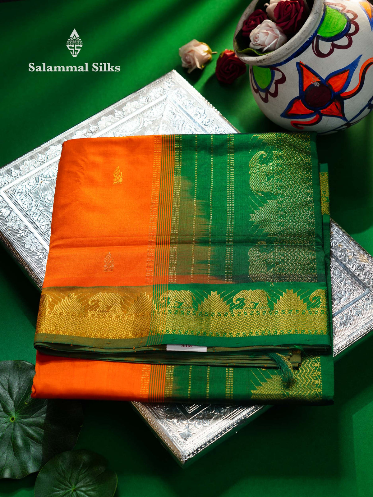 Beautiful Mango Yellow Semi Silk Cotton Saree With Bottle Green Traditional Border