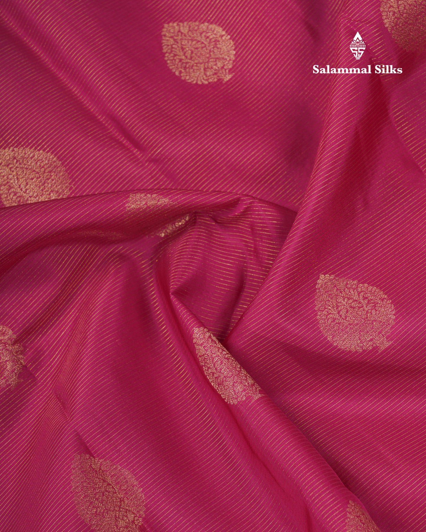Pink Vaira Oosi With Butta Puremix Silk Saree With Contrast Vadamalli Traditional Border