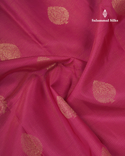Pink Vaira Oosi With Butta Puremix Silk Saree With Contrast Vadamalli Traditional Border