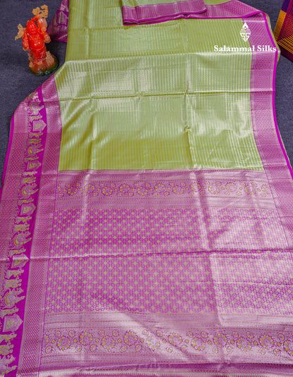 Beautiful Baby Pink Tissue Silk Mix Saree With Contrast Vadamalli Traditional Pallaku Evening Morning Border