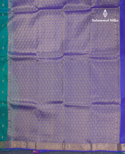 Dual Tone Peacock Green Puremix Silk Saree With Small Traditional Border