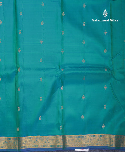 Dual Tone Peacock Green Puremix Silk Saree With Small Traditional Border