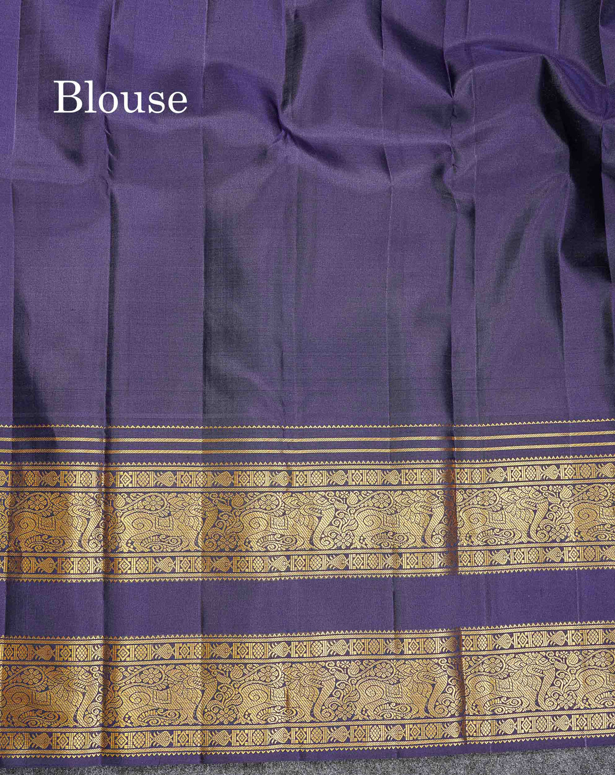 Pure Kanjivaram Silk Saree - Magenta Colour Body Butta With Contrast Navy Blue Traditional Long Border