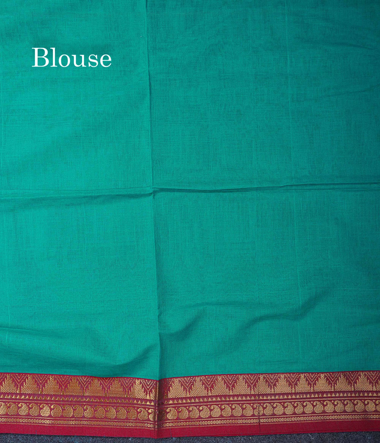 Beautiful Dual Tone Blue Plain Pure Cotton Saree With Contrast Red Traditional Border