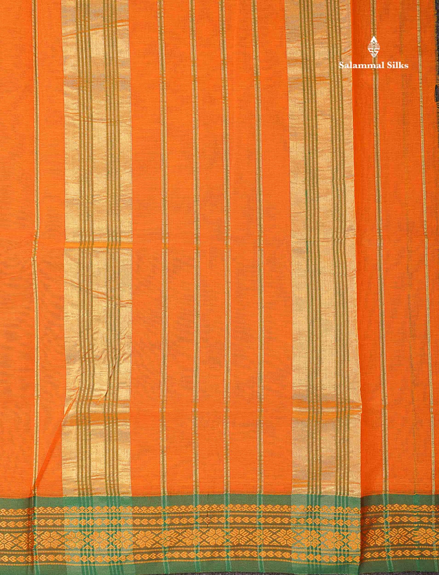 Beautiful Mango Yellow Plain Pure Cotton Saree With Contrast Dual Tone Green Traditional Border