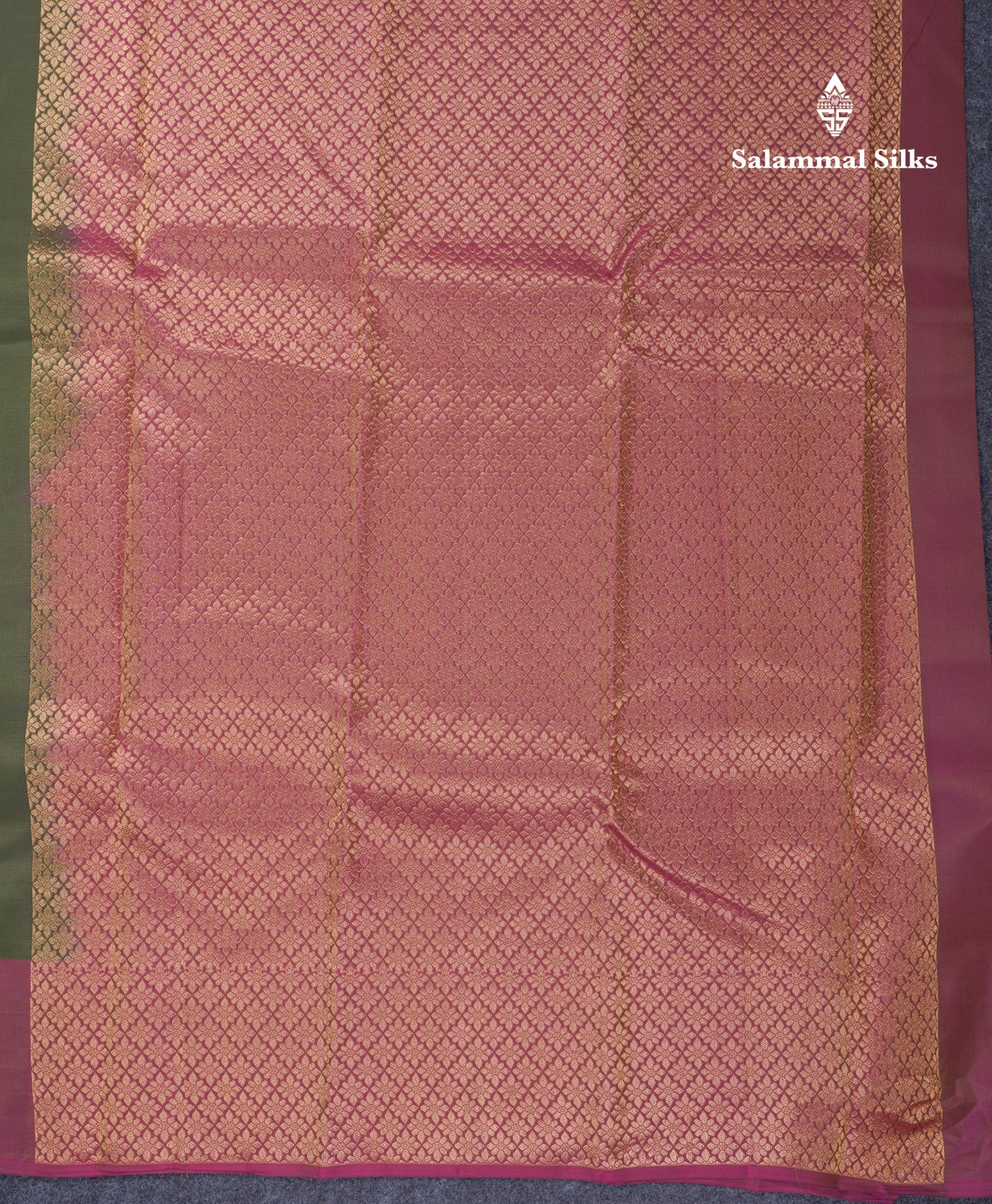 Olive Green Puremix Silk Saree With Contrast Magenta Fancy Border