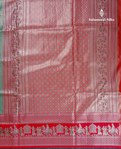 Beautiful Baby Pink Tissue Silk Mix Saree With Contrast Vadamalli Traditional Pallaku Evening Morning Border