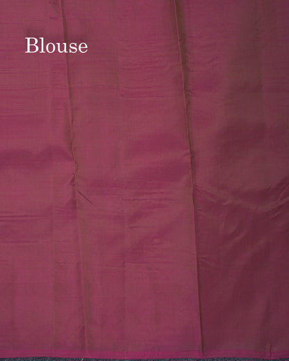 Olive Green Puremix Silk Saree With Contrast Magenta Fancy Border