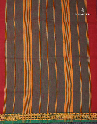 Beautiful Redish Maroon Plain Pure Cotton Saree With Contrast Dual Tone Bottle Green Thread Work Traditional Small Border