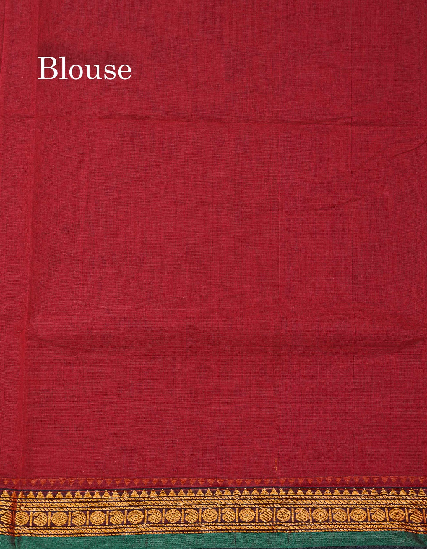 Beautiful Redish Maroon Plain Pure Cotton Saree With Contrast Dual Tone Bottle Green Thread Work Traditional Small Border