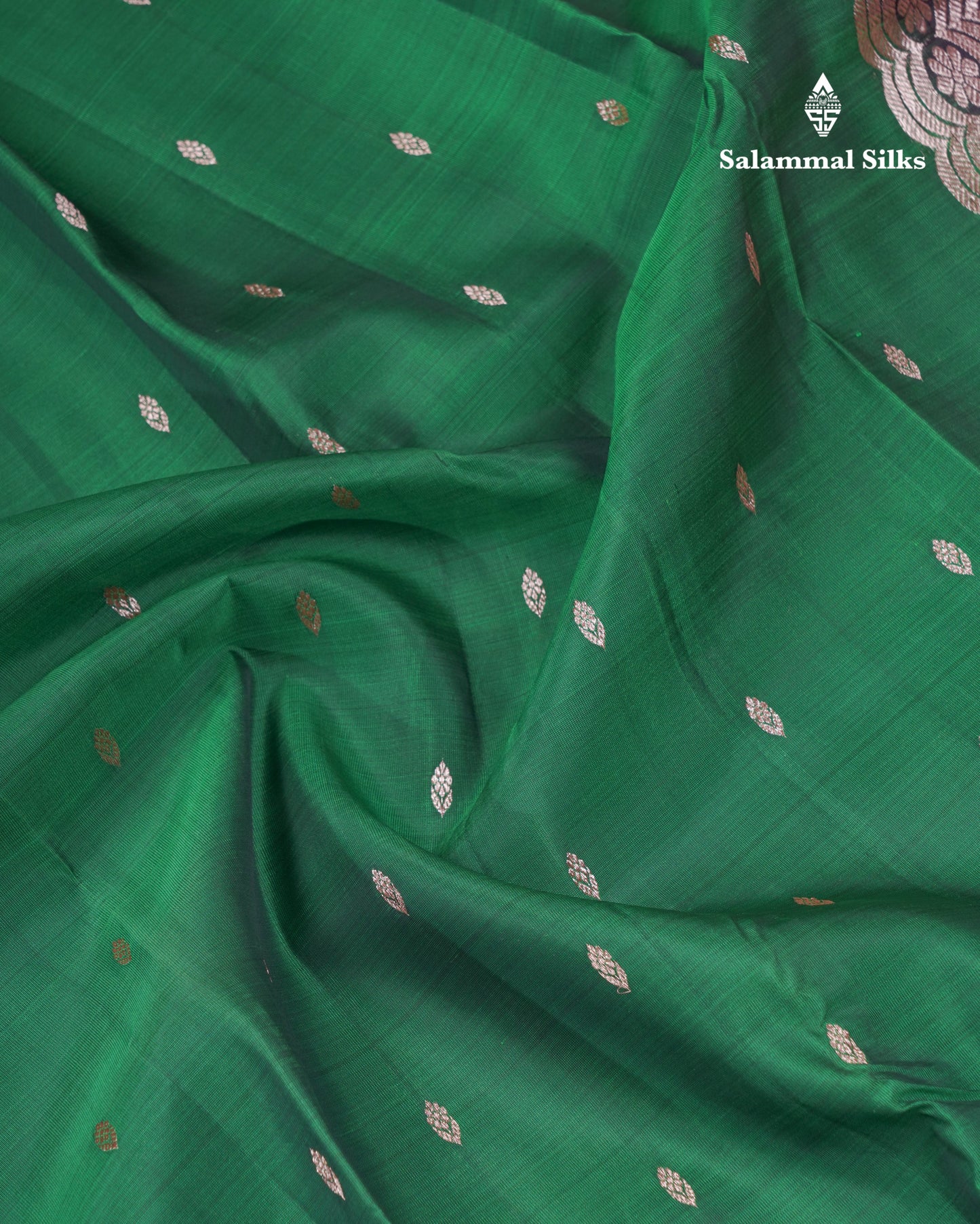 Bottle Green Puremix Silk Saree With Contrast Dark Purple Traditional Small Border