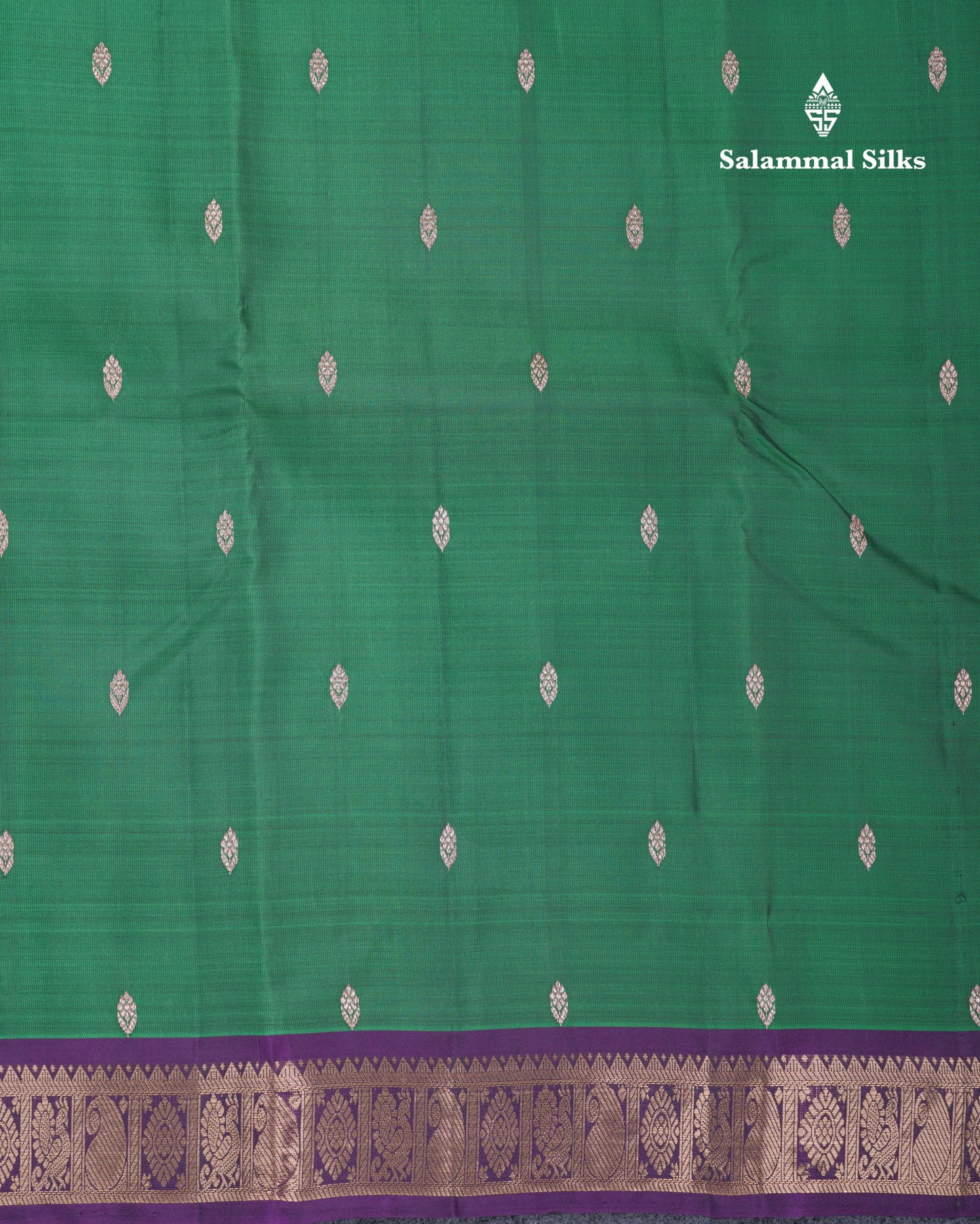 Bottle Green Puremix Silk Saree With Contrast Dark Purple Traditional Small Border