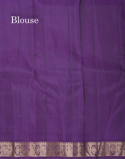 Bottle Green Puremix Silk Saree With Contrast Dark Purple Traditional Small Border