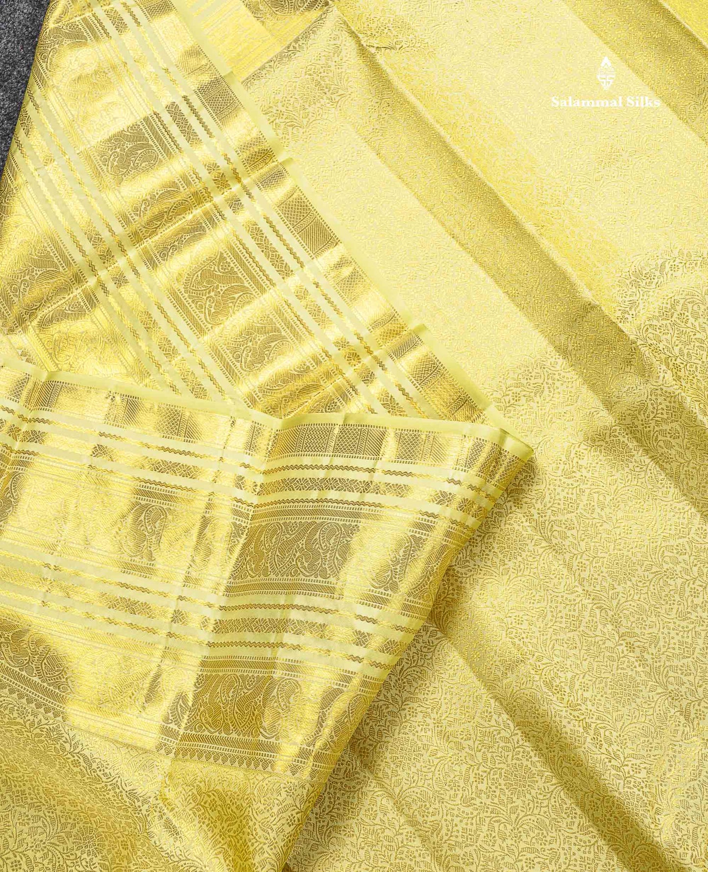 Bridal Pure Kanjivaram Silk Saree - Pista Green Colour Body With Traditional Long Border
