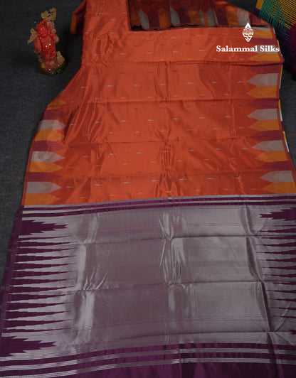 Beautiful Light Purple Malli Mogu Butta Semi Silk Saree With Traditional Temple Border