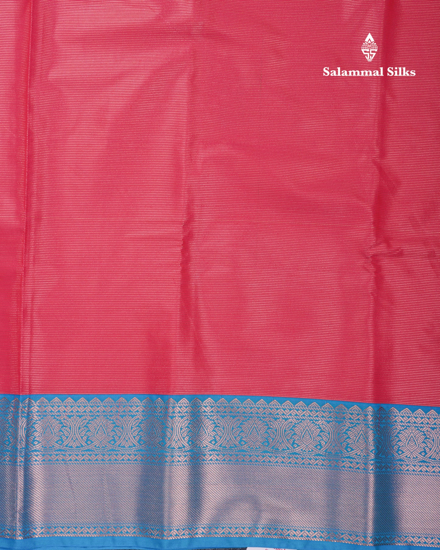 Dual Tone Reddish Pink Vairaoosi Lines Semi Silk Saree With Contrast Ramar Blue Border
