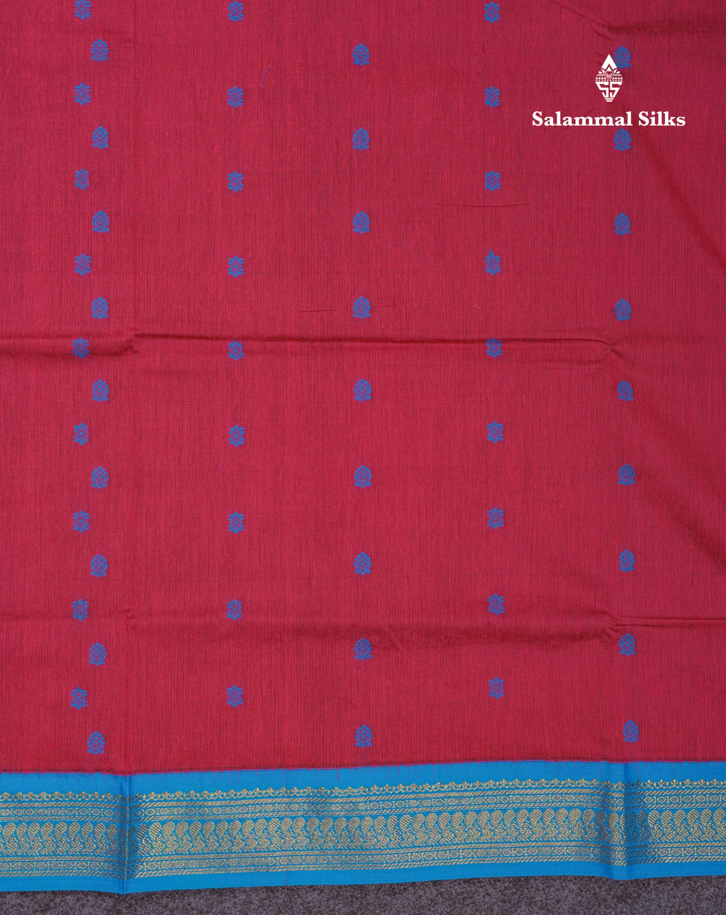 Beautiful Dual Tone Maroon Kalyani Cotton Saree With Contrast Blue Blouse