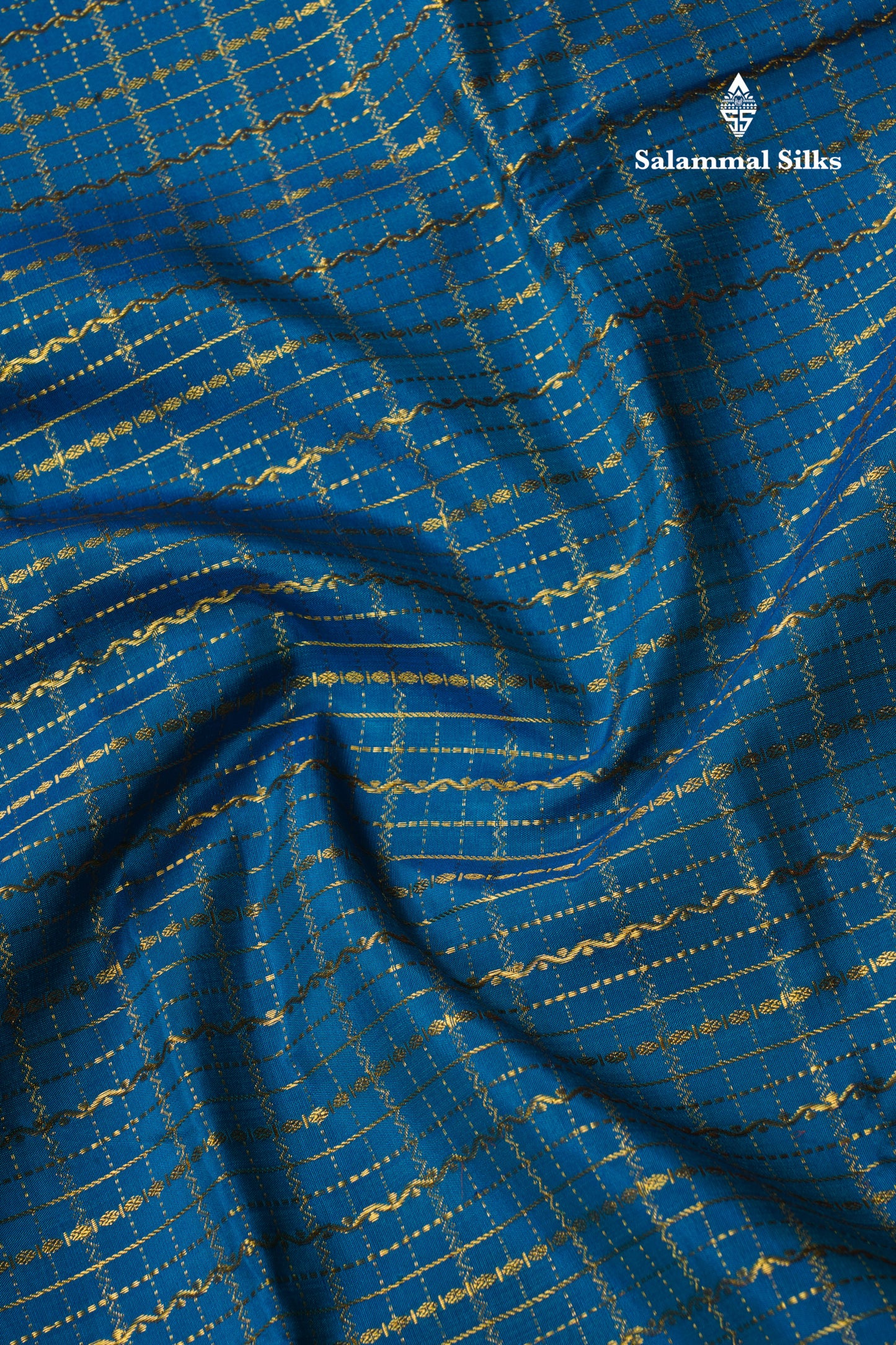 Kanjivaram Beautiful Anandha Blue Checks Pure Silk Saree With Korvai Magenta Rose  Border