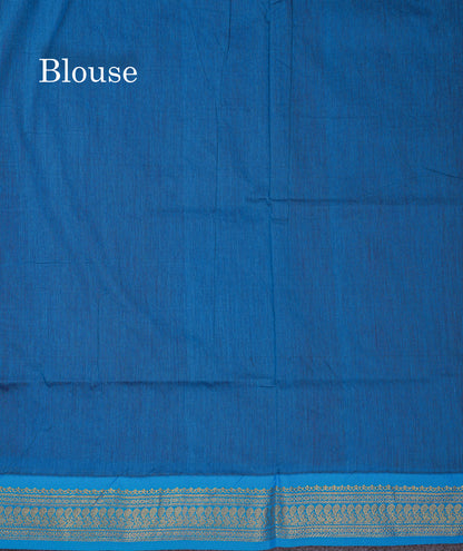 Beautiful Dual Tone Maroon Kalyani Cotton Saree With Contrast Blue Blouse