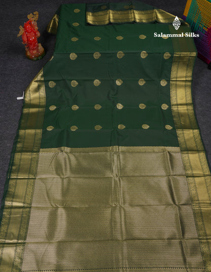 Beautiful Bottle Green Semi Silk Saree With Traditional Border