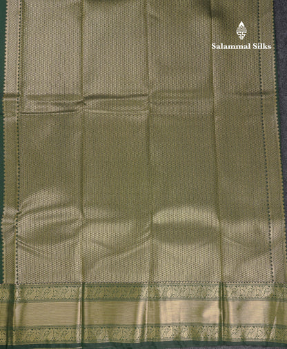 Beautiful Bottle Green Semi Silk Saree With Traditional Border