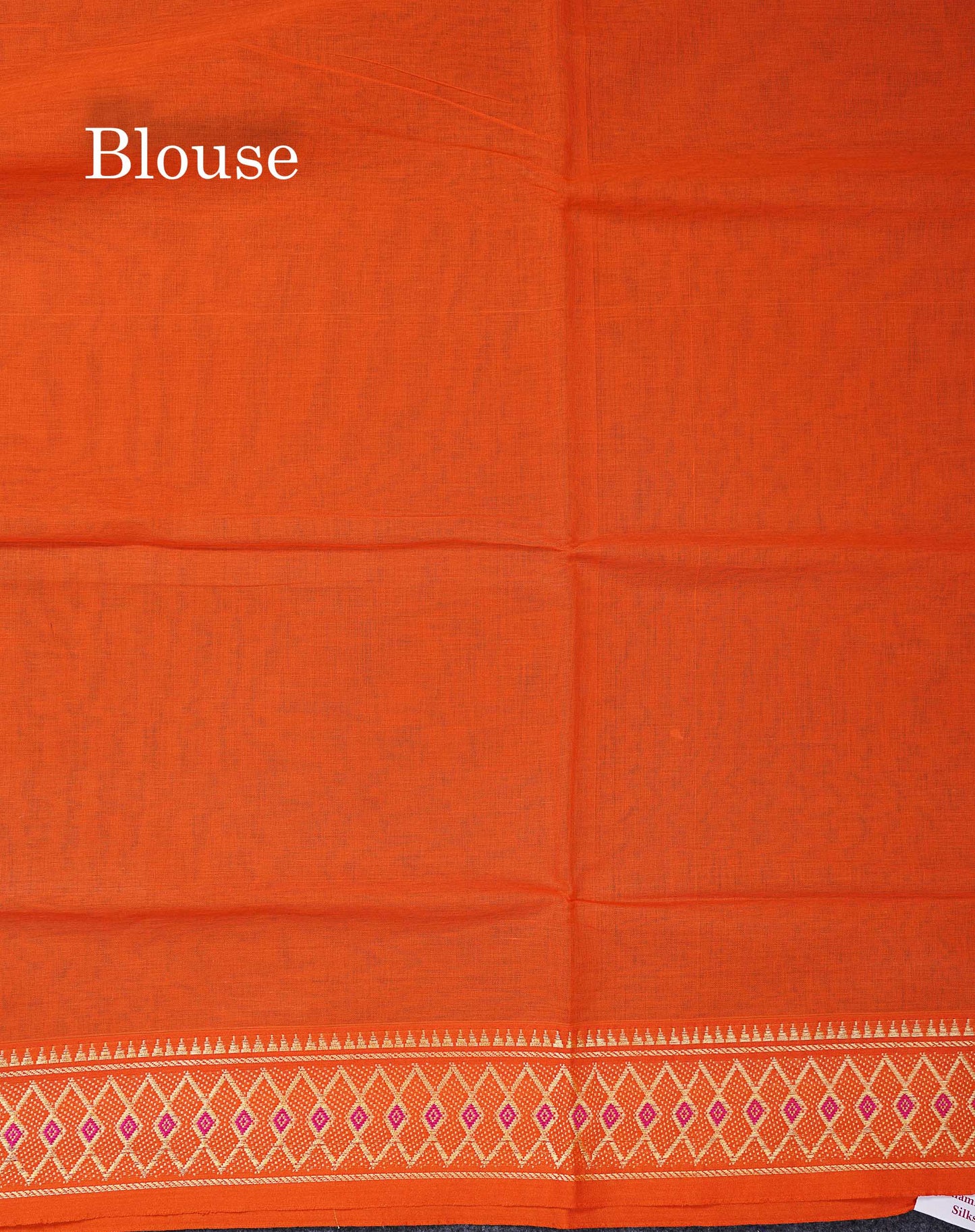 Beautiful Orange Plain Pure Cotton Saree With Traditional Border