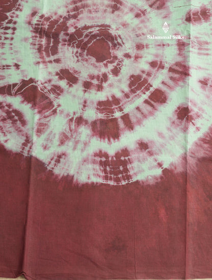 White Batik Print Sungudi Pure Cotton Saree With Contrast Grey Border